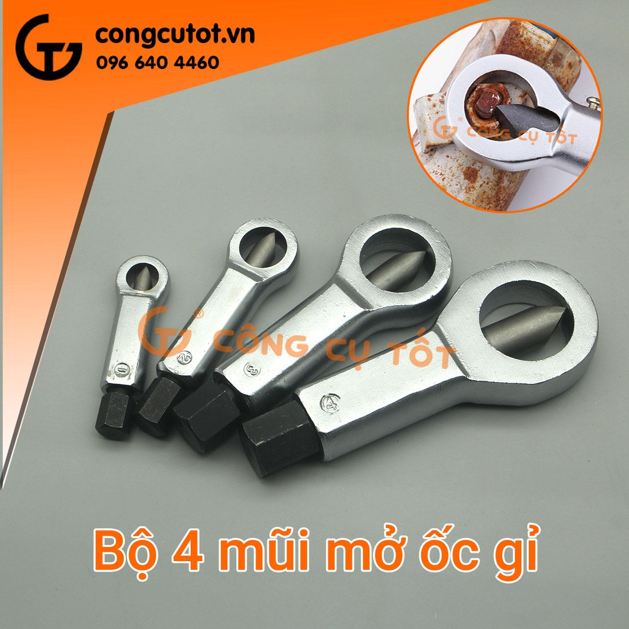 Bộ 4 món dụng cụ mở bu lông, ốc vít gỉ sét 9-27mm