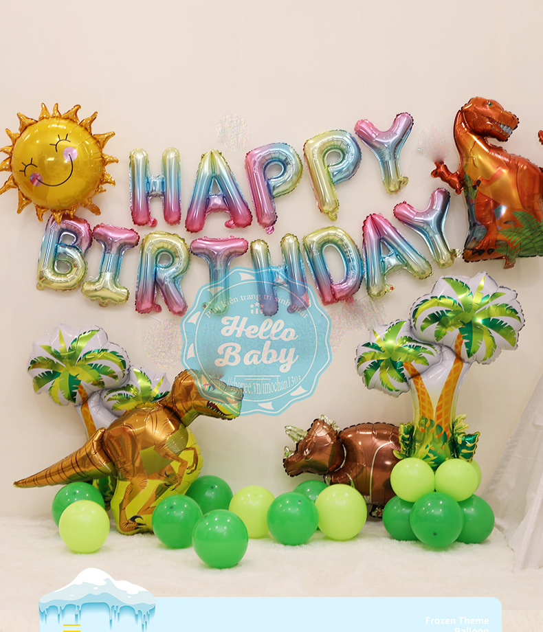 Set bóng trang trí chủ đề khủng long y hình (Kèm Bơm + Keo) - Hello Baby