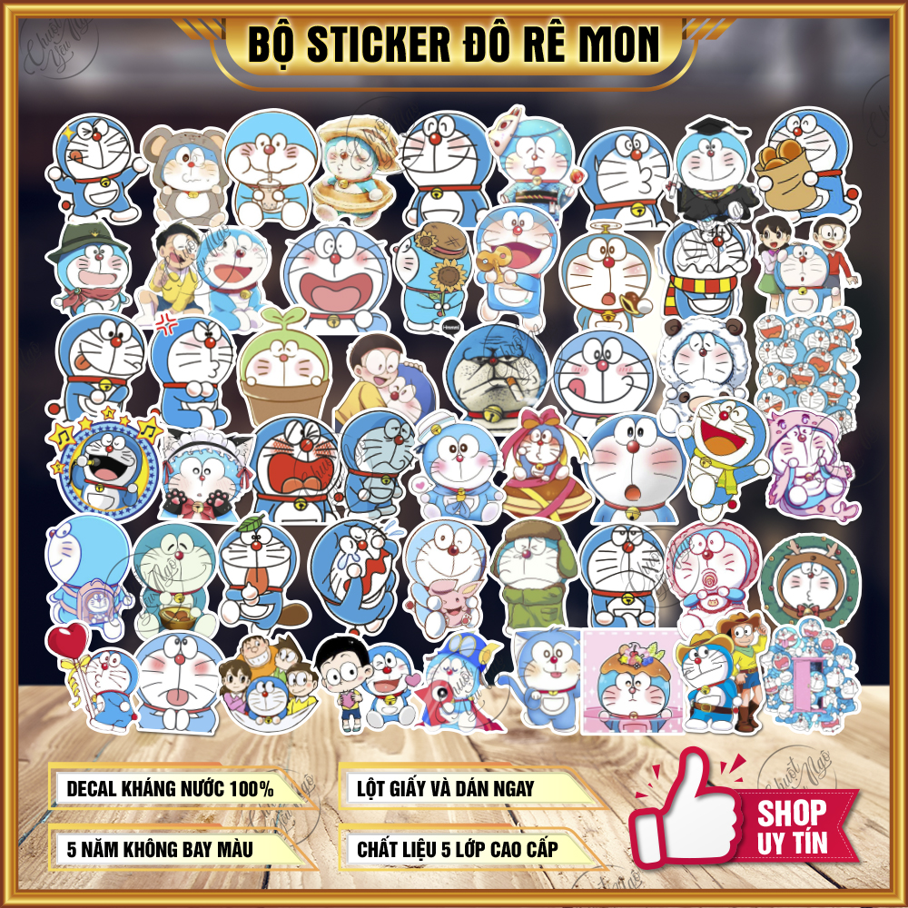 Combo 100 sticker hình dán Doraemon dễ thương nobita đô rê mon