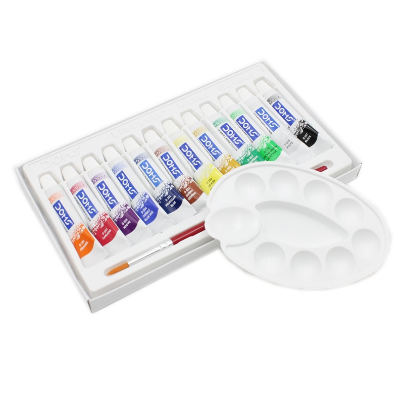 Hộp 12 Tuýp Màu Nước + Khay Màu DOMS 7768