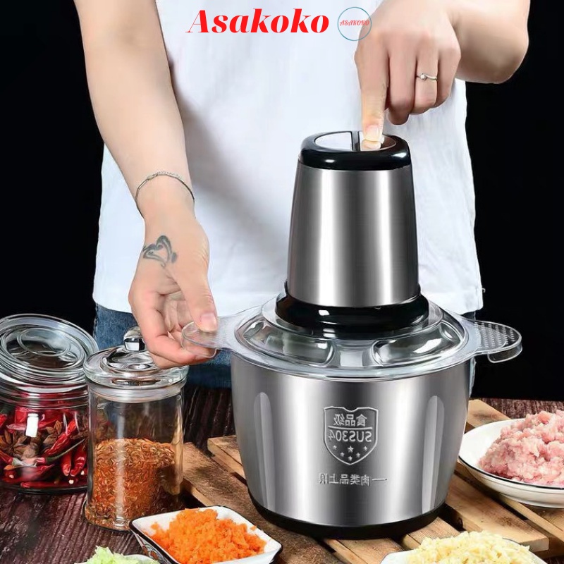Máy Xay Thịt Đa Năng Cối Inox 304 xay thịt xay rau củ -và 4 lưỡi dao inox say thịt cá rau củ quả nhanh gọn