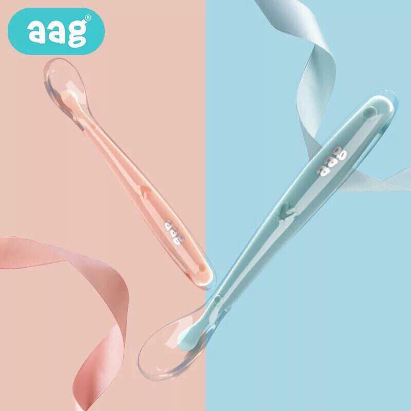 Thìa Ăn Dặm Silicon AAG, An Toàn Cho Bé (Tách Set Vỉ 2 Cái)