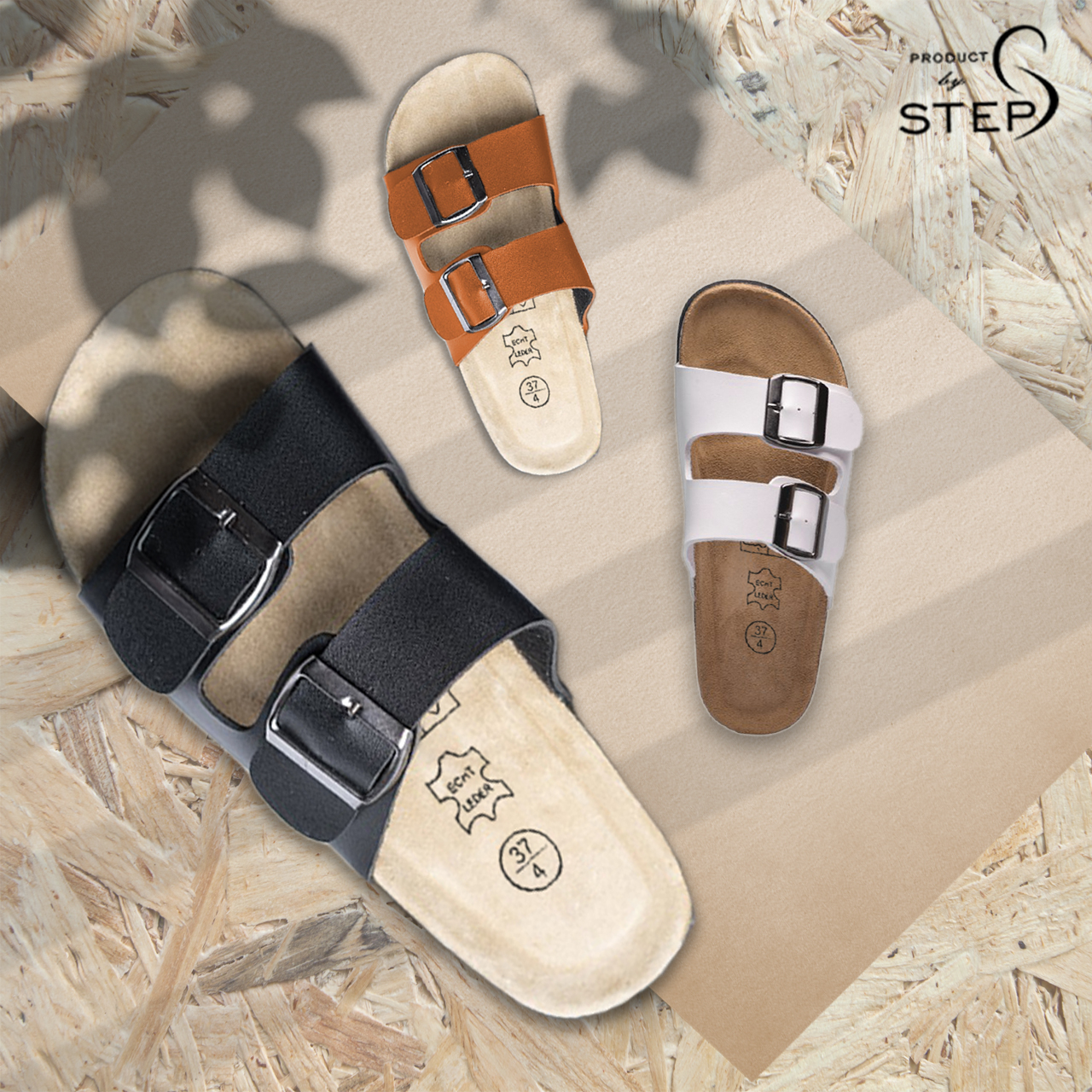 [HCM]Dép đế bần Unisex Quai giả da 2 khóa (35-44)