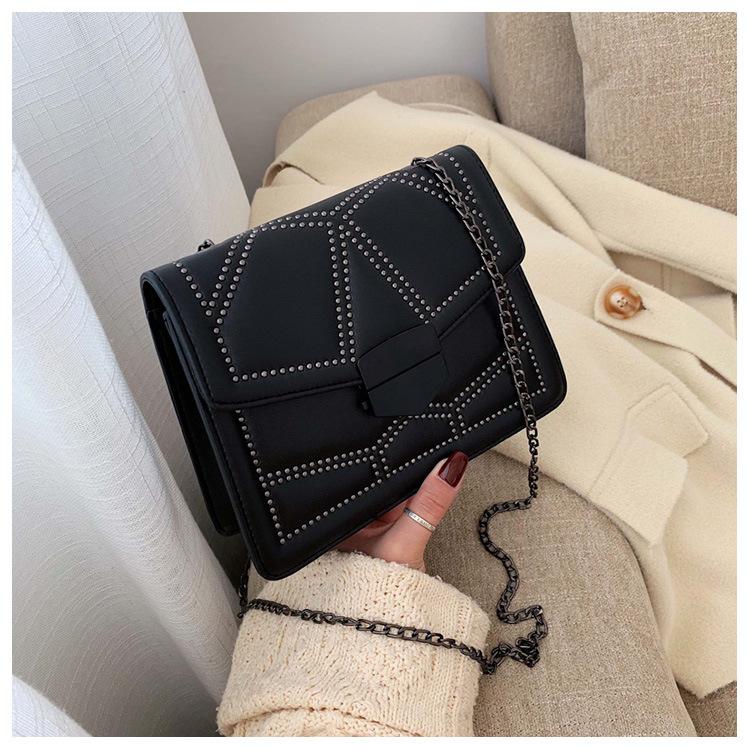 Luxurious Leather Handbag with Stones in Korean Style