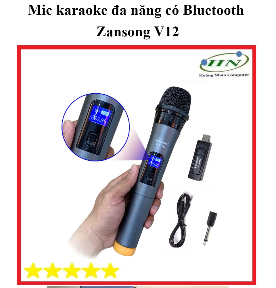 [ HOT 2020 ] Micro Karaoke Không Dây Zangsong V12 Giá Rẻ Loại Tốt Nhât VHF Micro Chuyên Dụng Cho Loa Bluetooth-Dàn Karaoke Di Động-Hát Cực Hay Mic Xe Hơi Mic Thuyết Trình Độ Nhạy Lọc Âm Cao Chống Nhiễu Chống Hú Rít BH 12 Tháng