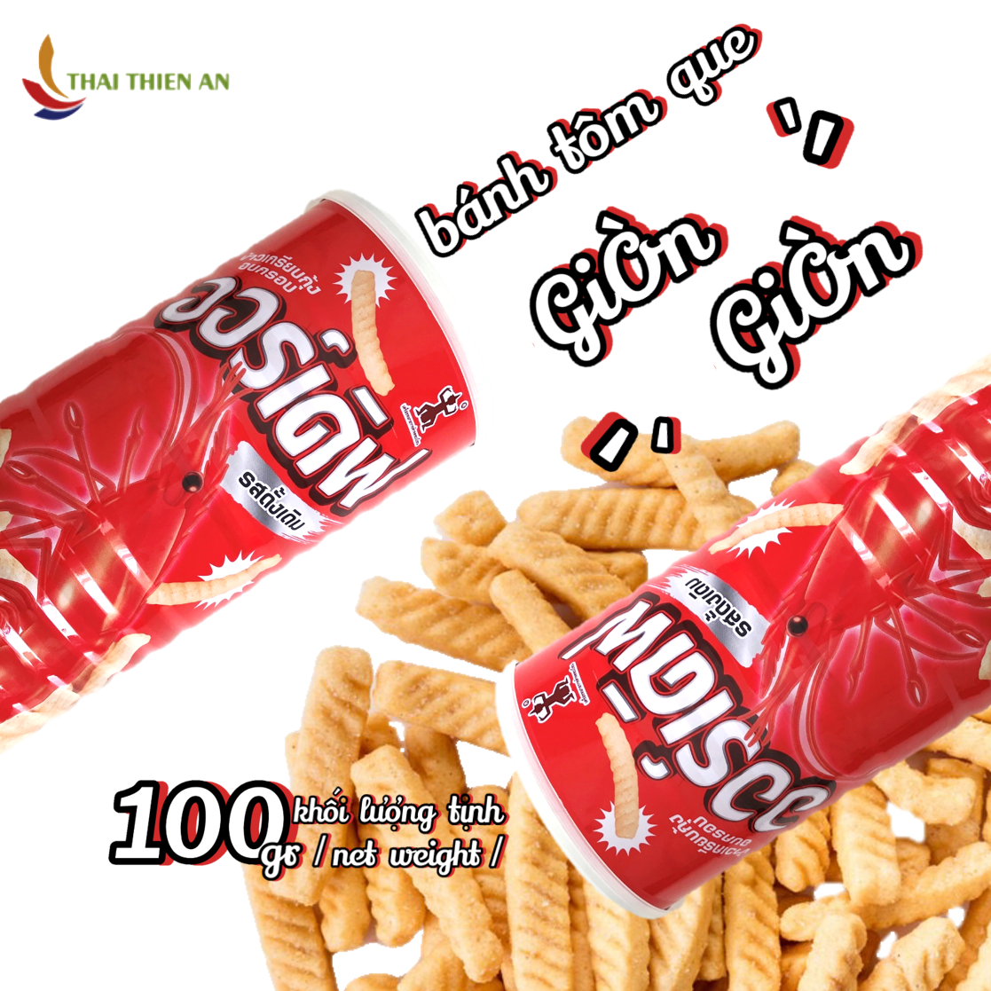 Bánh phồng tôm Thái Lan ODERVE snack phồng tôm que - lon 100gr