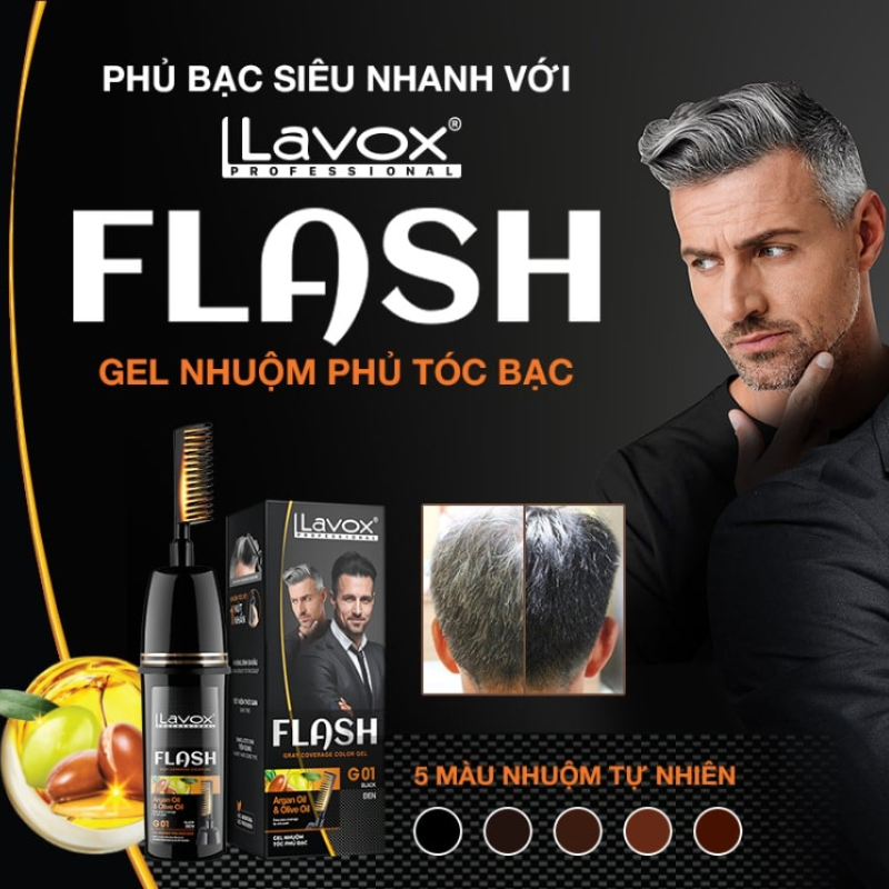 [Chính Hãng] Gel Nhuộm Phủ Bạc Flash Lavox 150ml Có Lược