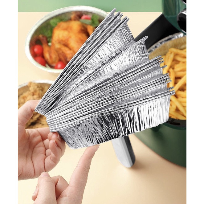 Set 10 khay giấy bạc nồi chiên 18cm
