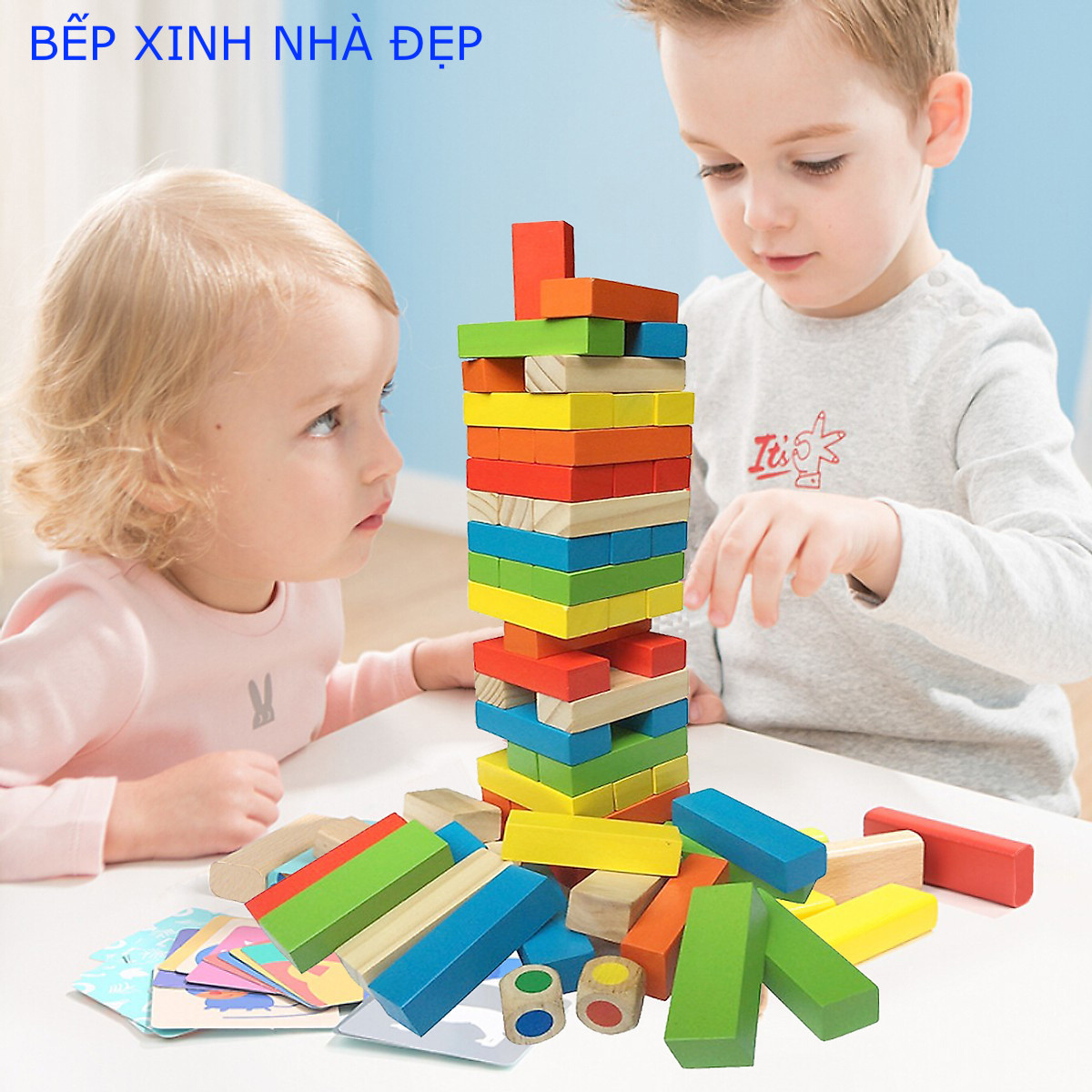 THANH LÝ XẢ HÀNG - Bộ đồ chơi rút gỗ ( 48 thanh - 6 màu)