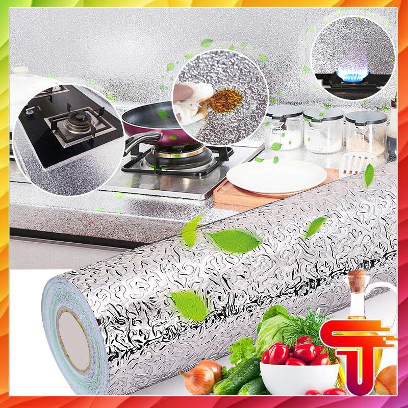 Giấy Bạc Dán Bếp Cách Nhiệt Chống Cháy Cuộn Giấy Bạc Dán Bếp Dài 3 Mét x 0.6 Mét - Giấy Bạc Dán Tường Giấy Cách Nhiệt