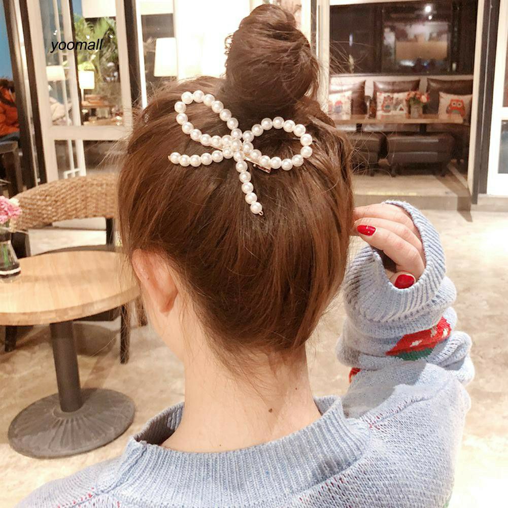 [HCM]Kẹp tóc ngọc trai hình nơ