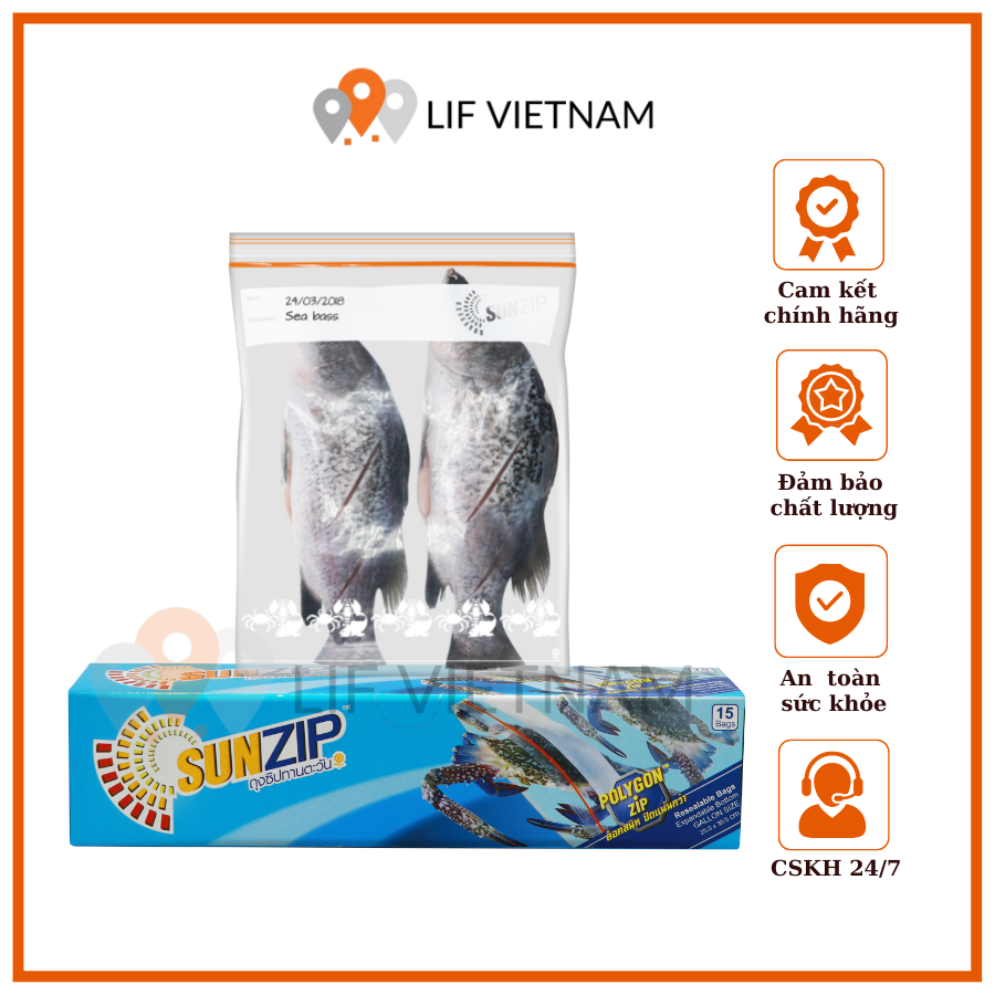 [Hàng ThaiLan] Túi Zip Đựng Thực Phẩm - SunZip Non Anti - Size L