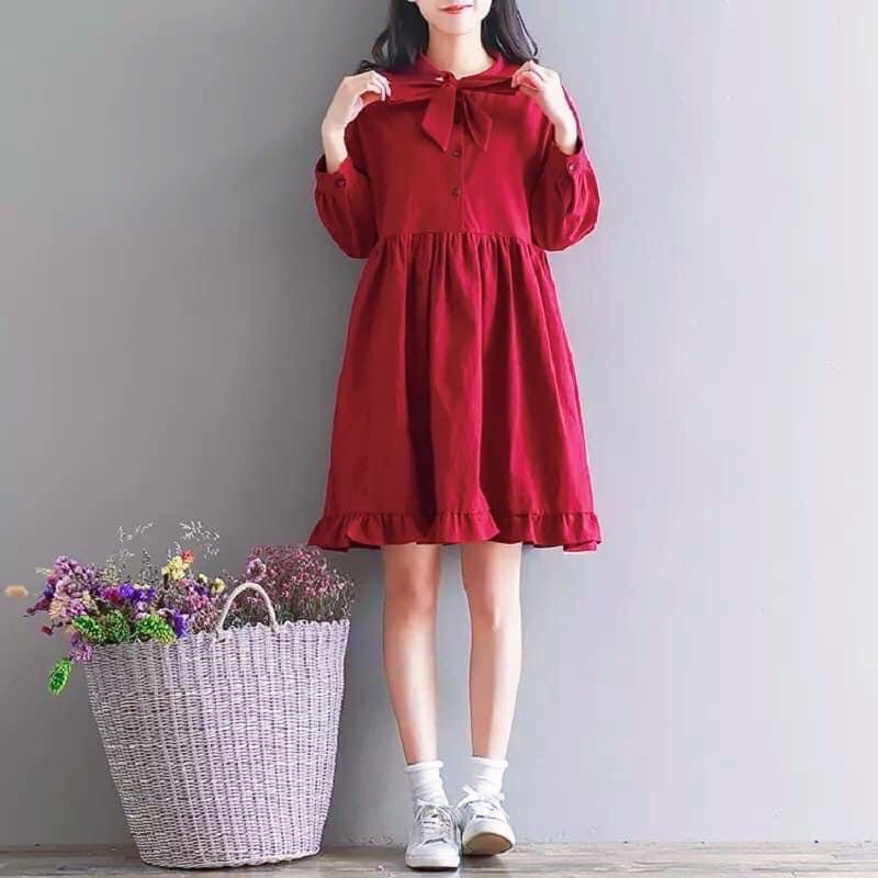 ĐẦM BABYDOLL ĐỎ CÓ NƠ CỔ (có ảnh thật) MS47