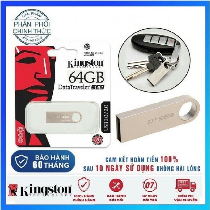 Bảng giá USB 32gb/64gb/16gb/8gb/4gb/2gb kingston SE 9 2.0 thiết kế nhỏ gọn, vỏ kim loại chống nước karpino Phong Vũ
