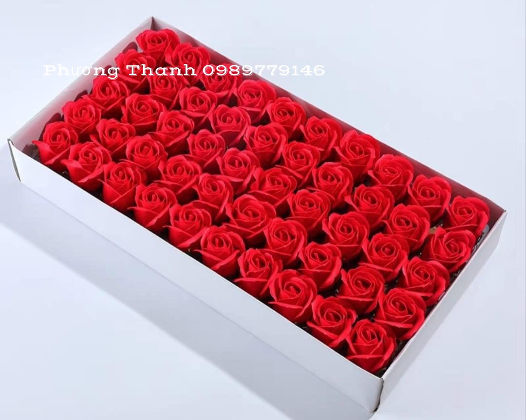 (có hỏa tốc)HOA HỒNG SÁP THƠM, Hộp 50 đầu bông