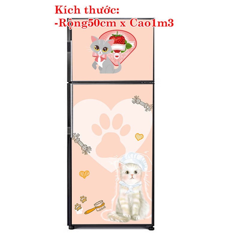 [HCM]Decal trang trí tủ lạnh mẫu chú mèo dễ thương