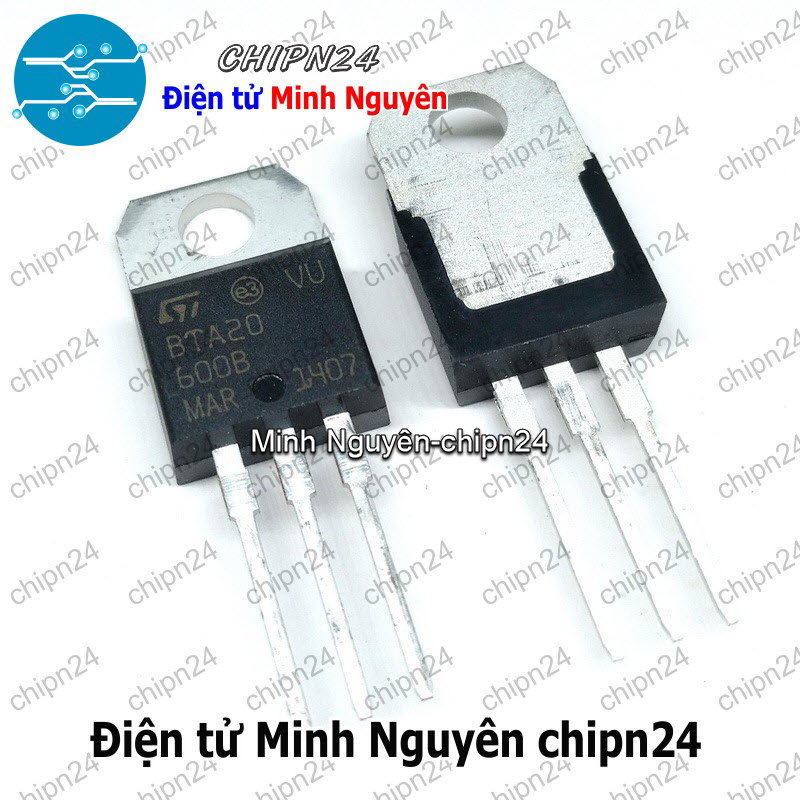 [2 con] (KT1) Triac BTA20-600B TO-220 20A 600V (BTA20-600 BTA20) - HH000680
