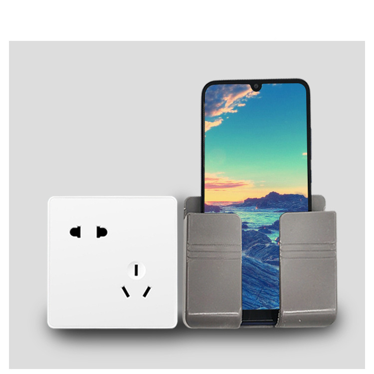 Kệ Dán Tường Để Remote, Đồ Dùng/ Giá Đỡ Sạc Điện Thoại - Có Móc Treo Giữ Dây Điện