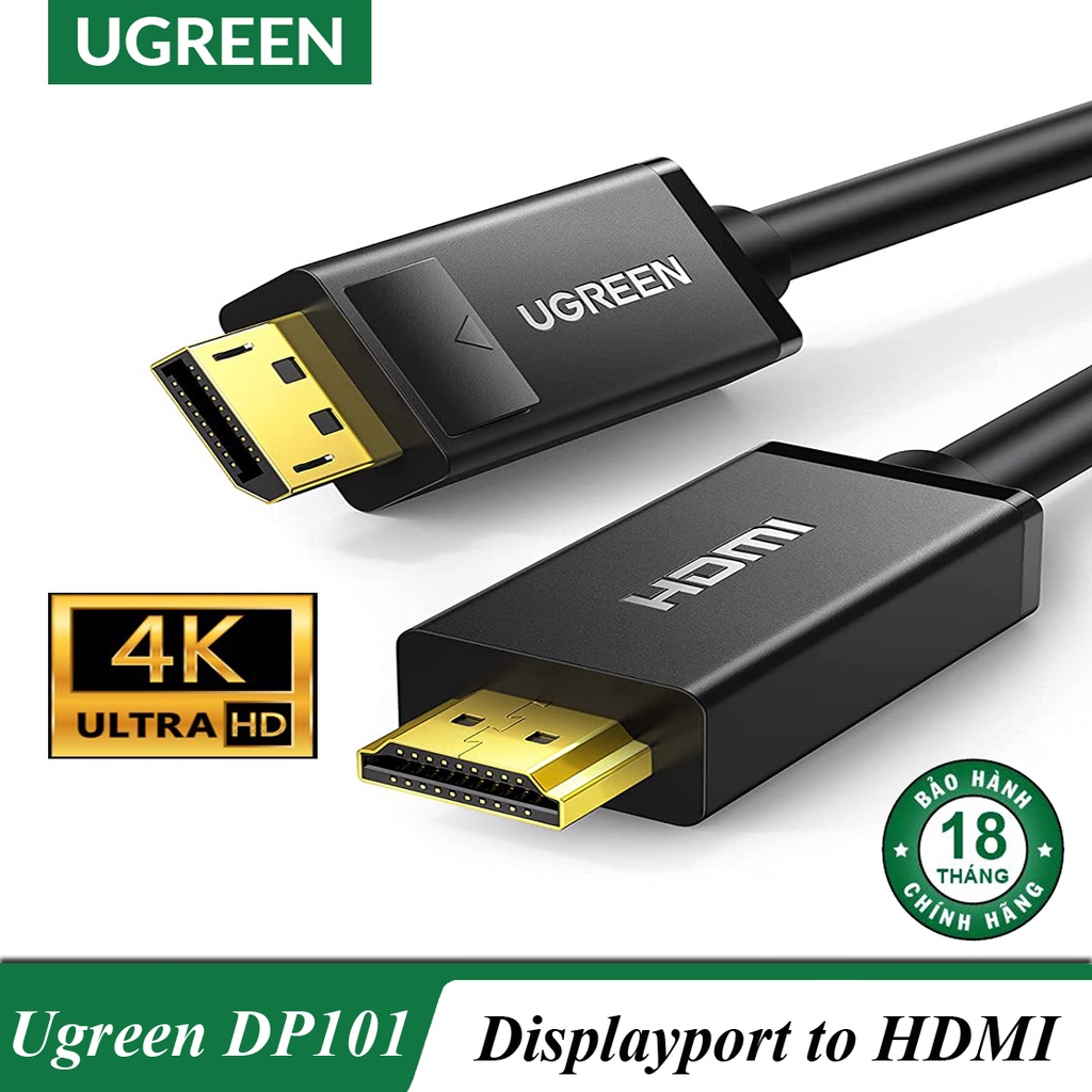 Cáp chuyển đổi Displayport to HDMI dài 1m  Ugreen 10238 cao cấp