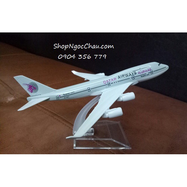 Mô hình máy bay tĩnh B747 Qatar Airlines 16cm