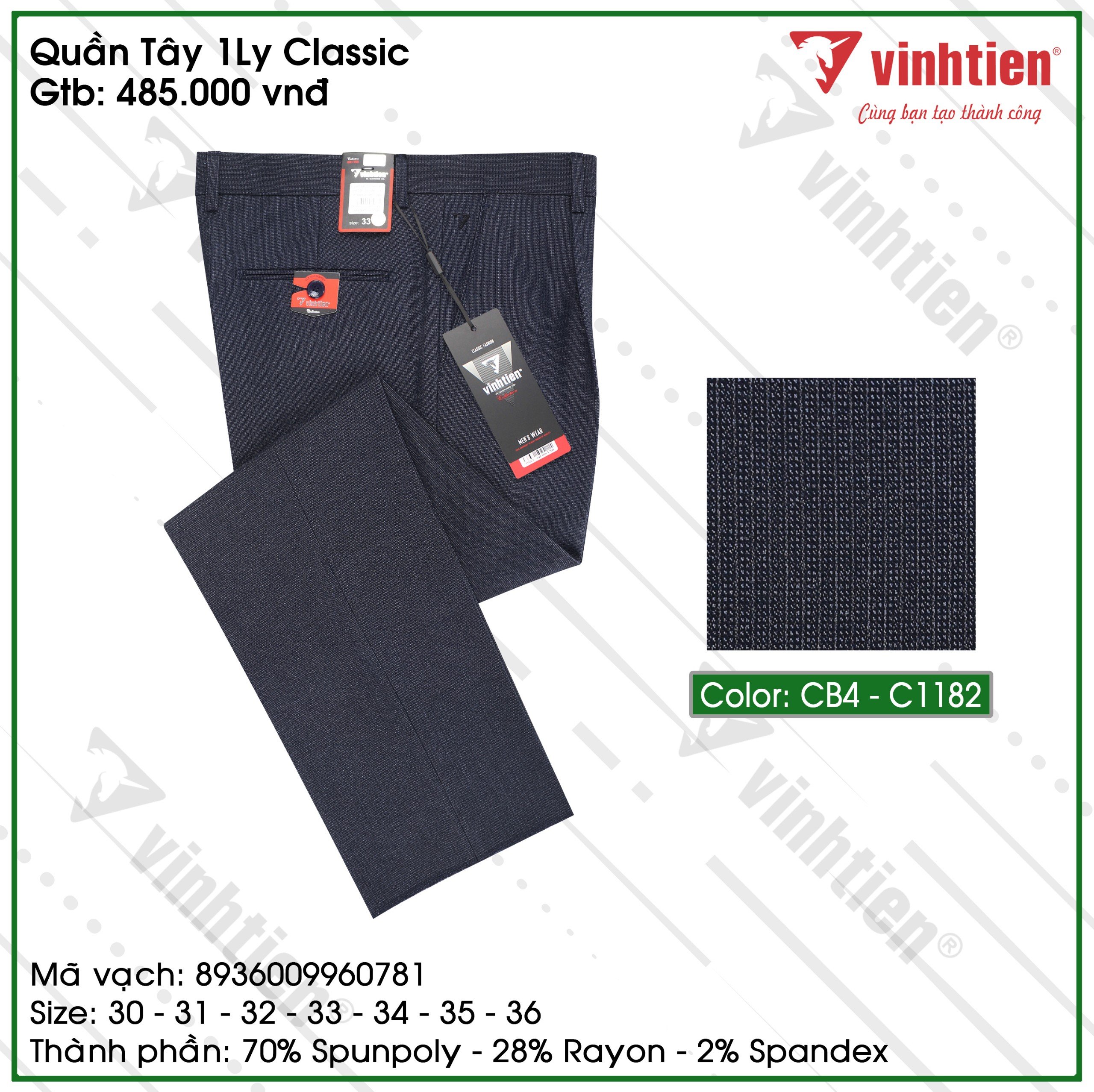 (Freeship Max)[HCM]Quần Tây Nam Công Sở 1ly Classic Vĩnh Tiến 485.2