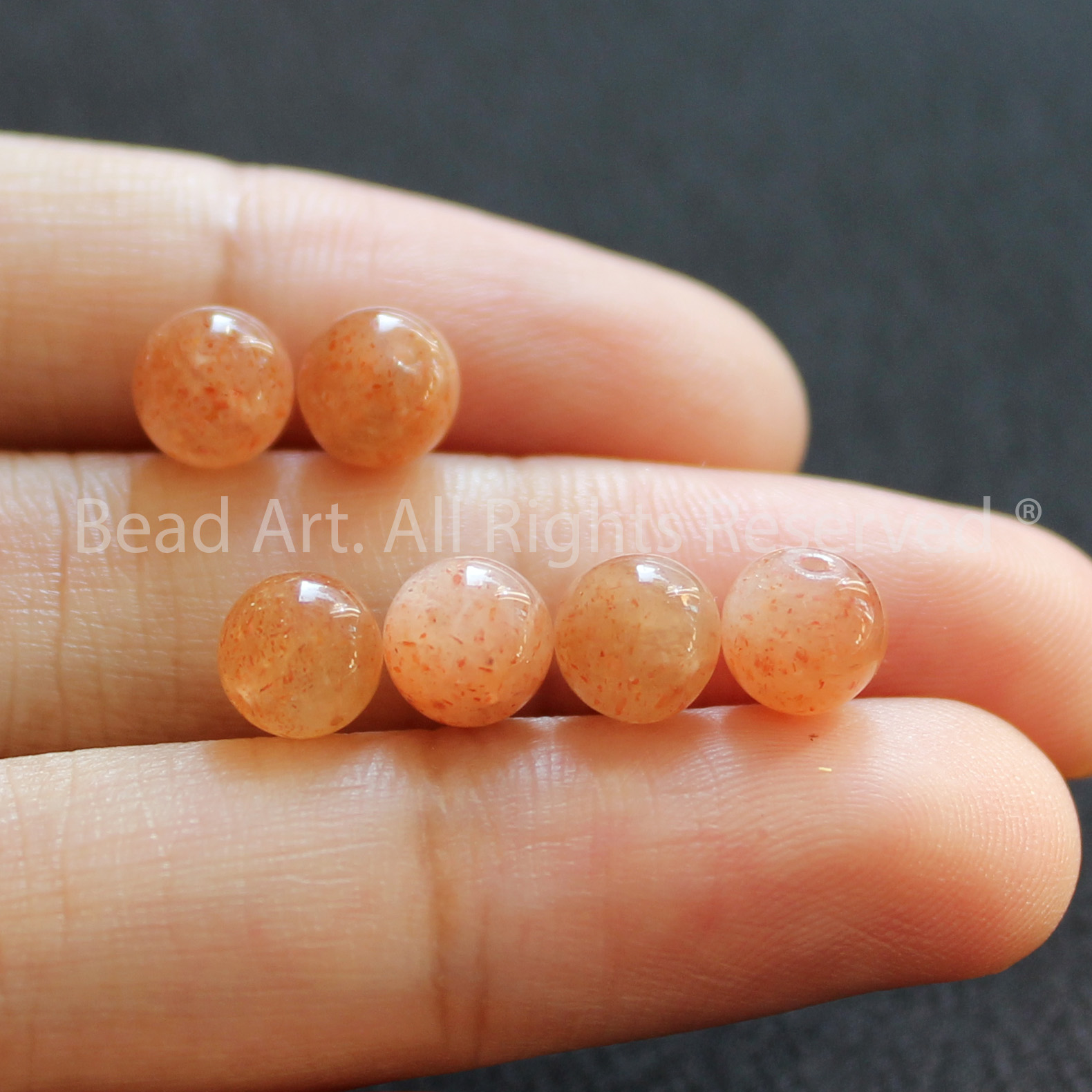 6mm đá sunstone, đá mặt trời tự nhiên màu cam loại a, đá phối vòng tay phong thuỷ, chuỗi hạt, mệnh hoả, thổ - bead art