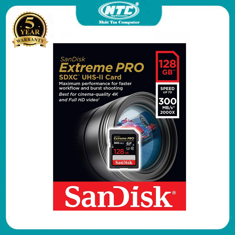 2000x sdxc extreme pro 128gb u3 v90 uhs-ii camera memory card read 300 mb/s write 260 mb/s hottest computer