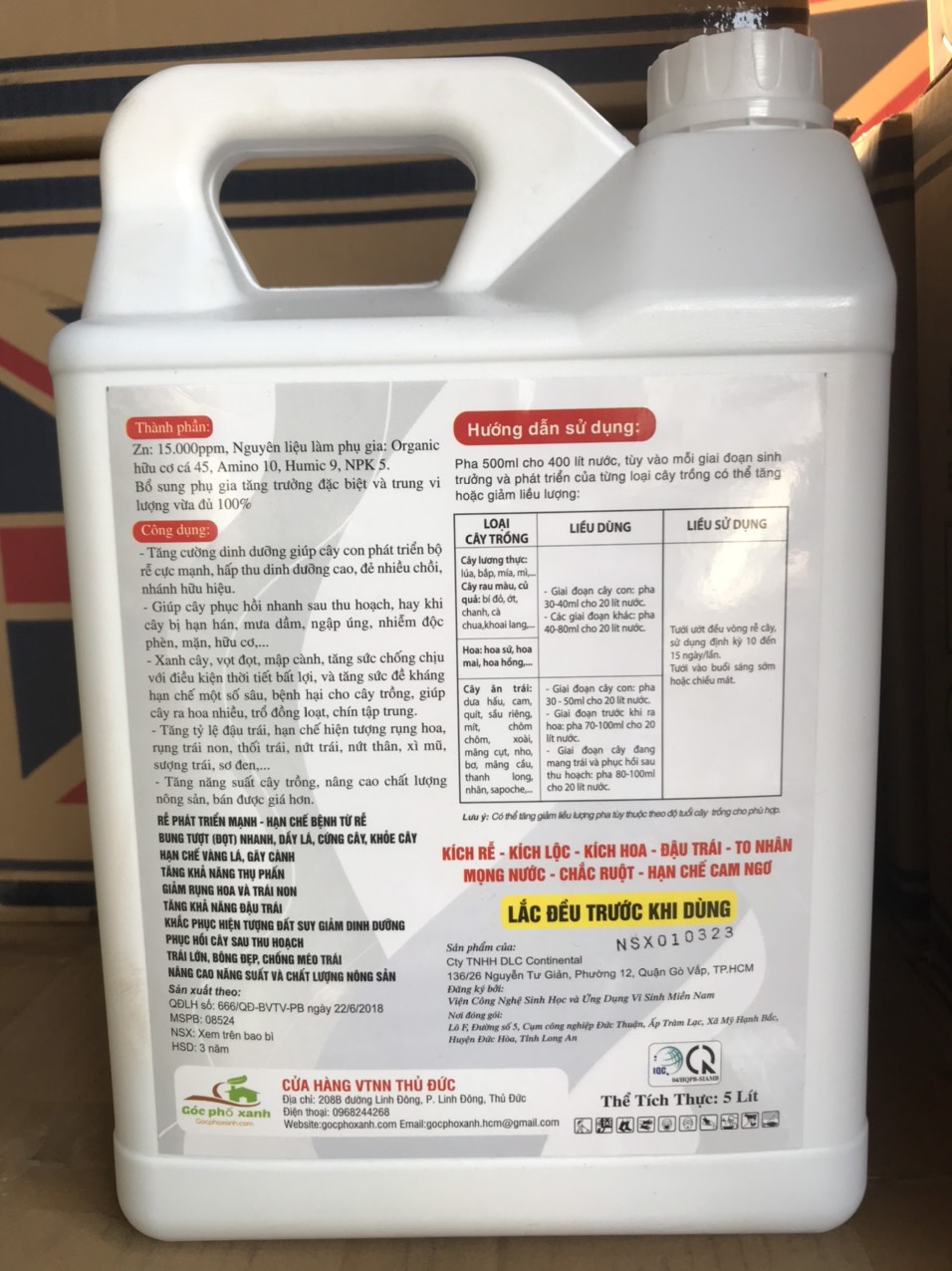Phân bón hữu cơ Đạm Cá Hồi can 5 lít