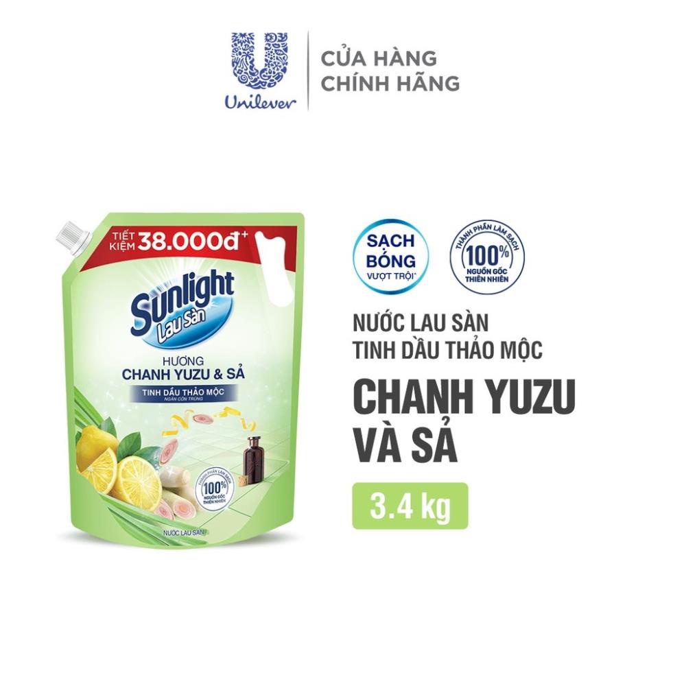 Nước Lau Sàn Tinh Dầu Thảo Mộc Sunlight (3.4Kg/3.6Kg)