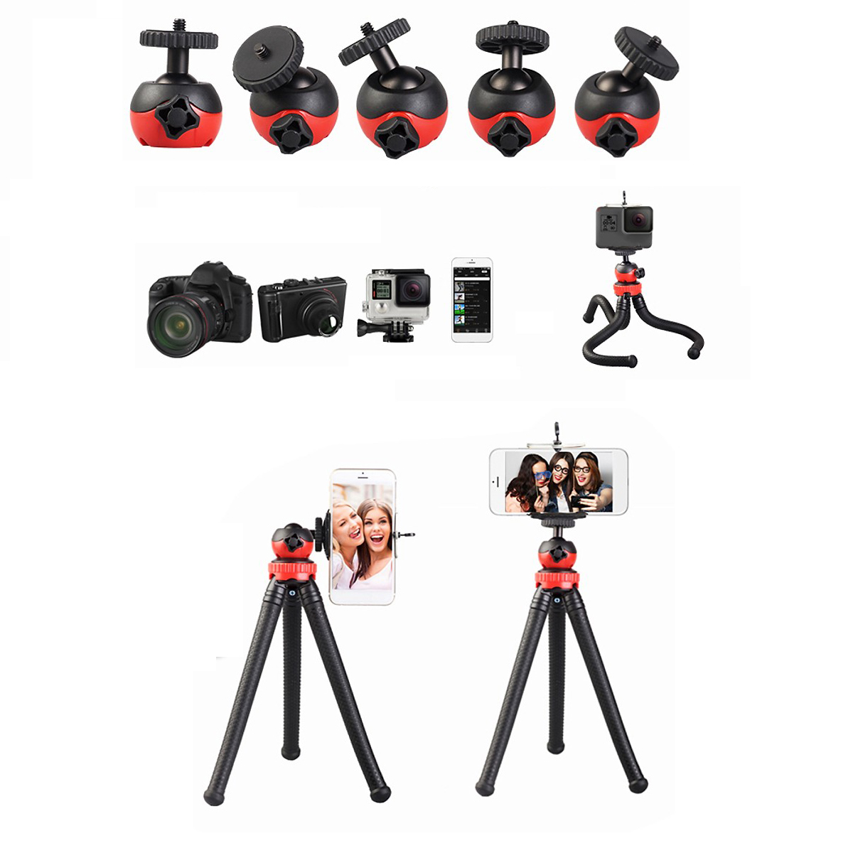 Chân đế máy ảnh Tripod Ballhead Mini Octopus Flexible (Giao Màu Ngẫu Nhiên) - HÀNG NHẬP KHẨU