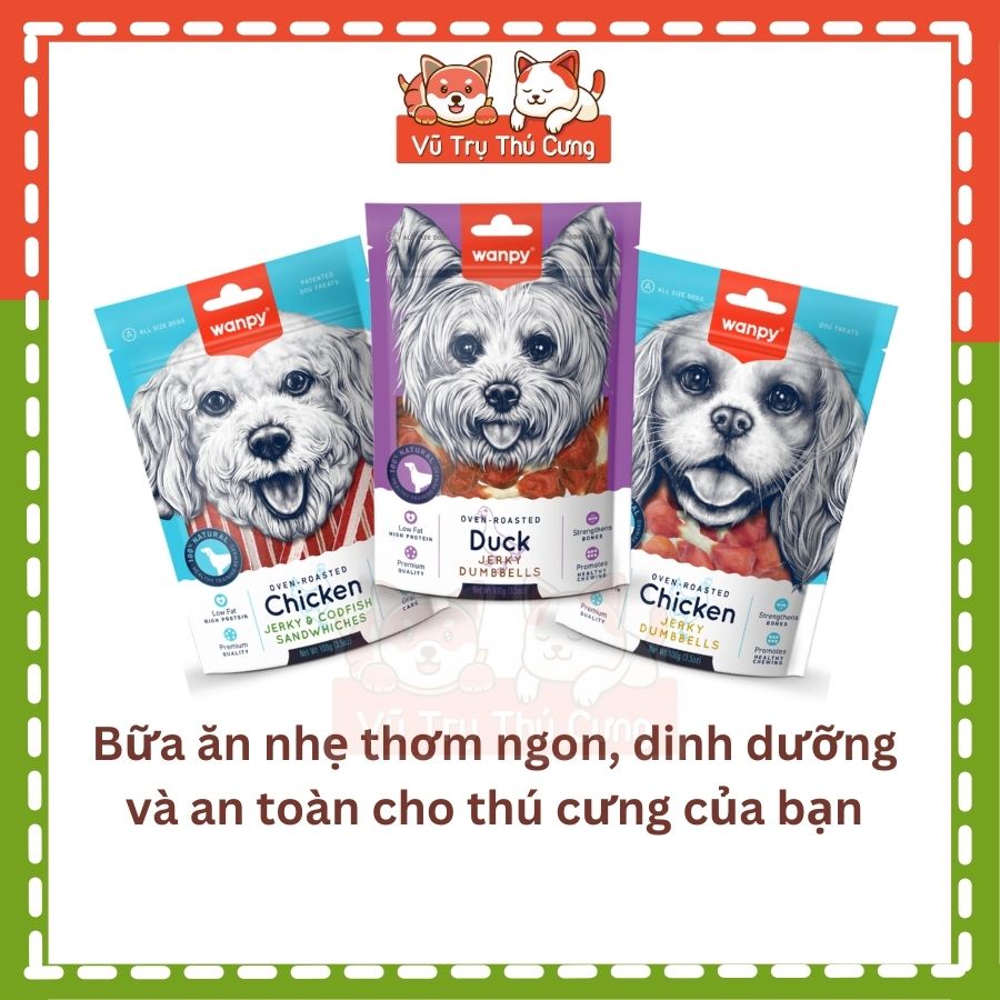 Snack dinh dưỡng cho Chó Wanpy 100g, Xương gặm bổ sung canxi, giúp chó sạch răng