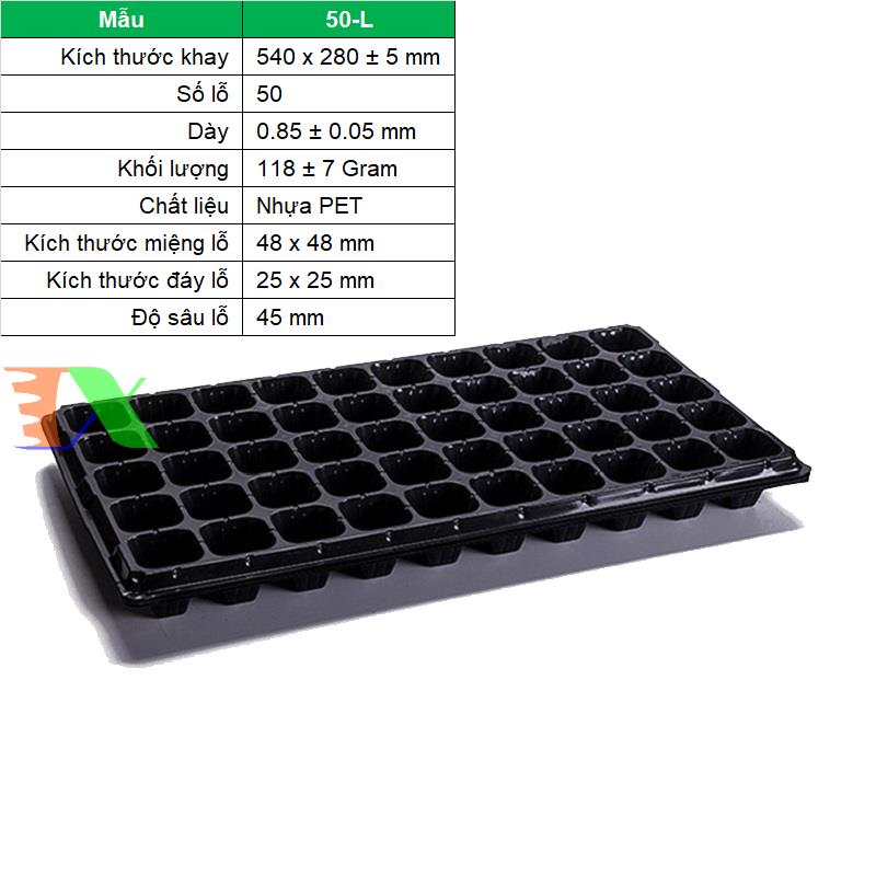 Set 5 tray nursery tree, nursery tray beads, blister ươm (50 holes)