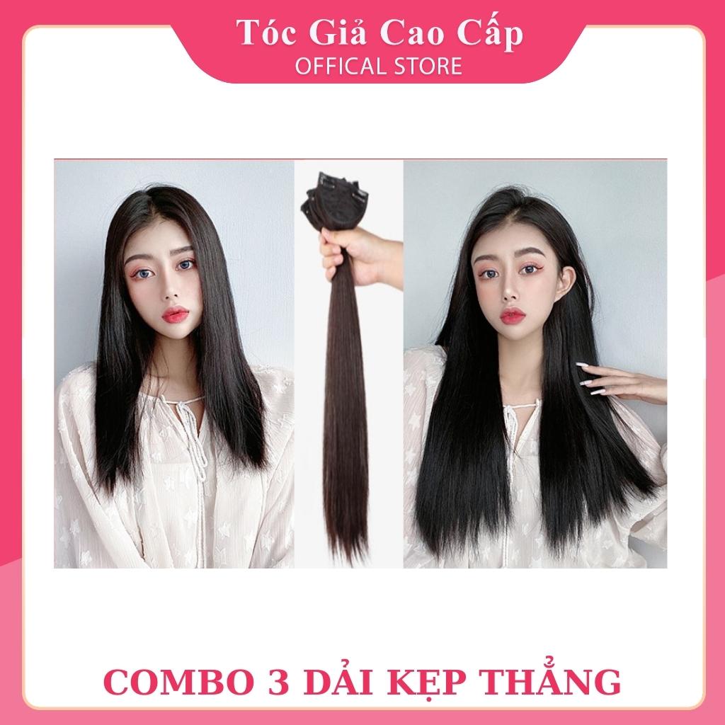 Tóc giả kẹp 🥸FREESHIP🥸 Tóc giả sét kẹp thẳng 3 tép