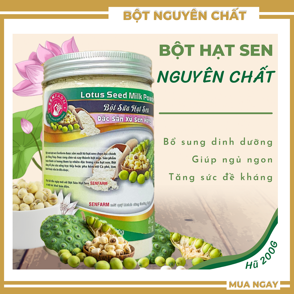 [Ngủ Ngon] Bột Hạt Sen nguyên chất Senfarm - Không Đường