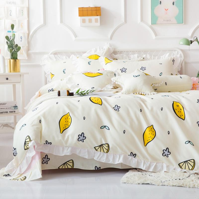 Công Chúa Công Chúa 100% Cotton Sọc Chéo Bộ Bốn Chiếc Thục Nữ 100% Cotton Duy Nhất Hai Người 1.5 M 1.8m Giường Vỏ Chăn Trên Giường Cung Cấp