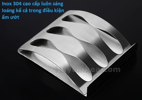 Gá bàn chải, dao cạo dâu Inox dán 3M