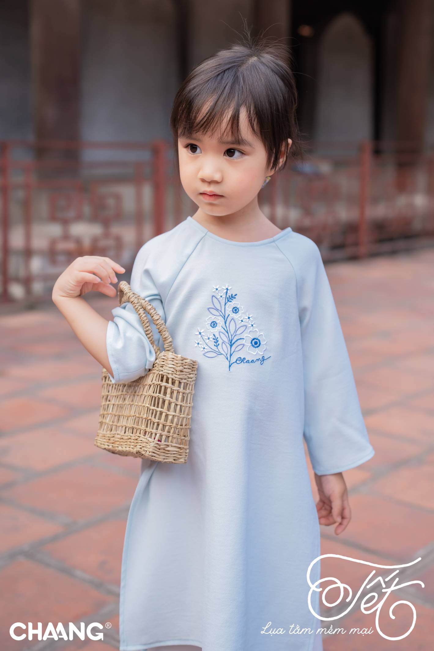 [CHAANG] Bộ áo dài bé gái Chaang xanh ngọc