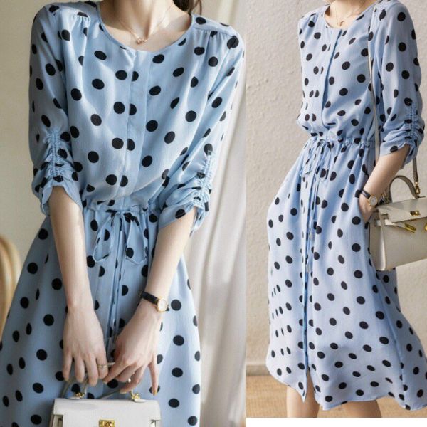 FreeshipMax[HCM] ĐẦM XÒE XANH CHẤM BI ĐEN