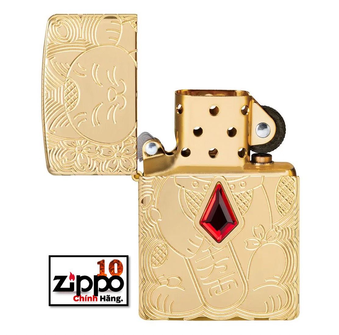 Bật Lửa Zippo 49802 LUCKY CAT DESIGN - Chính Hãng 100%