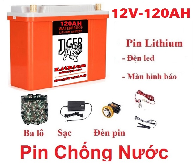 Pin Lithium 120Ah chống nước hoàn toàn tuyệt đối 100%