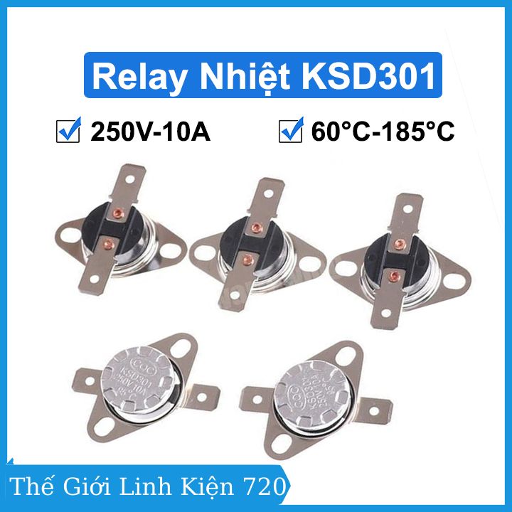 Rơ le, relay nhiệt ksd301 250v - 10a nhiệt độ từ 60°c - 185°c