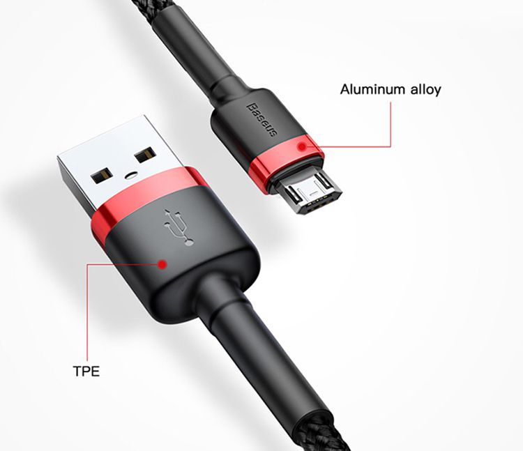 Cáp sạc baseus sạc nhanh micro usb cho smartphone android 2.4A baseus cafule - dây sạc baseus cafule sạc nhanh chống gập gãy đứt đầu sạc - phụ kiện sạc điện thoại - KOI TECH