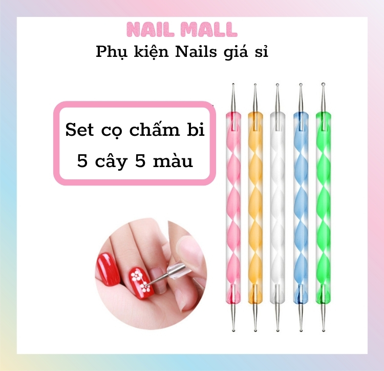 Set bút chấm bi nail 5 cây đủ size HN03