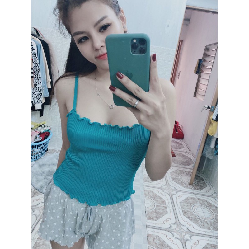 Áo 2 dây viền bèo basic