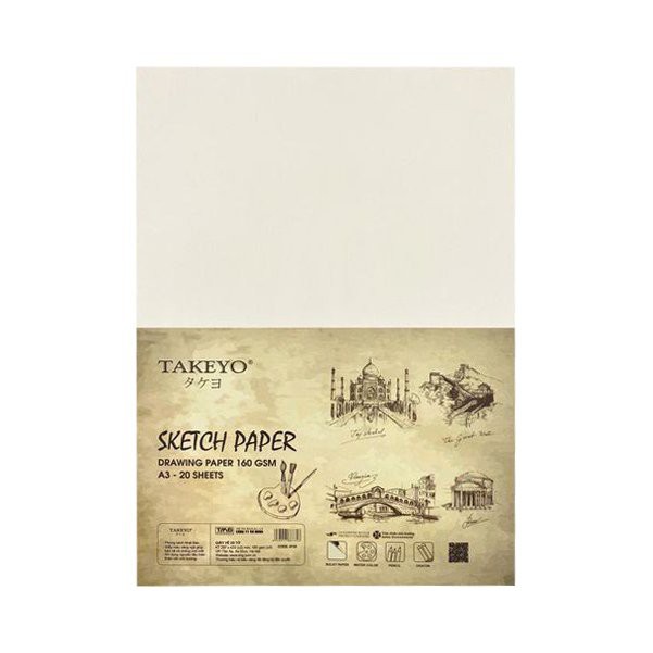 Tệp giấy vẽ màu nước a3 takeyo 20 tờ - 8735
