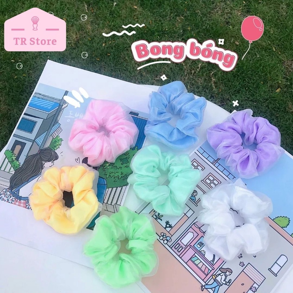 Dây buộc tóc Scrunchies Bong Bóng 2 lớp cột tóc