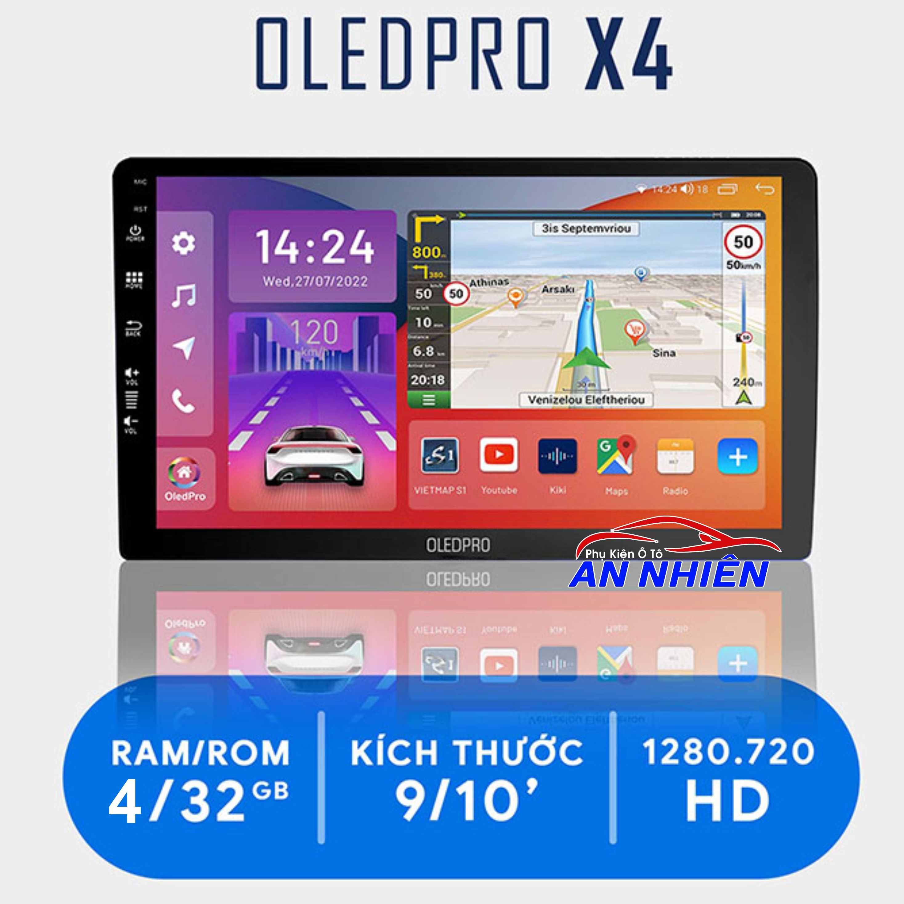 [Kho Hải Phòng] Màn hình Android OLEDPRO X4 9inch 10inch Cho Ô Tô Xe Hơi