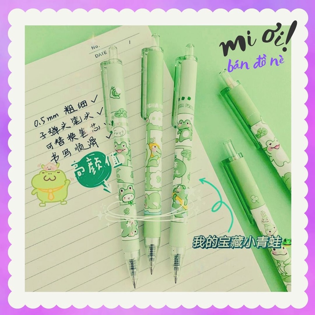 Bút mực gel 0.5Mm hình chú ếch dễ thương