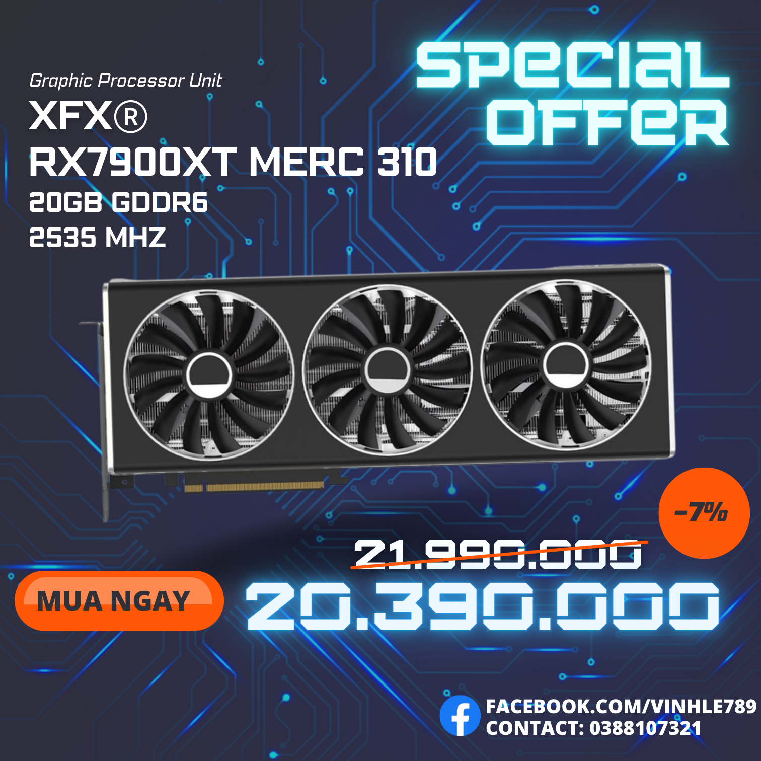 Card màn hình XFX RX 7900XT SPEEDSTER MERC 310 NEW