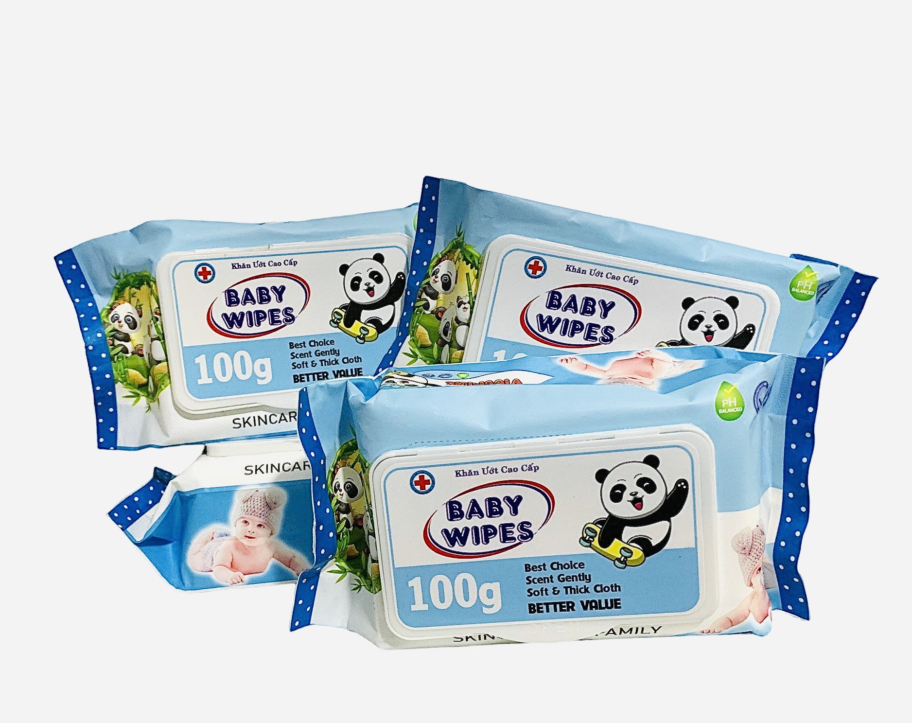 Combo 11 gói Khăn giấy ướt 80g, Khăn Baby Wipes 80g màu XANH, không mùi